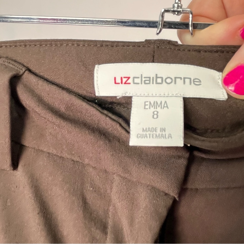 Liz Claiborne Chocolate Brown Emma Straight Leg Dress Pants Trousers Sz 8 - Picture 3 of 5